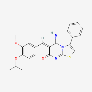 molecular formula C23H21N3O3S B11634682 (6Z)-5-imino-6-[3-methoxy-4-(propan-2-yloxy)benzylidene]-3-phenyl-5,6-dihydro-7H-[1,3]thiazolo[3,2-a]pyrimidin-7-one 