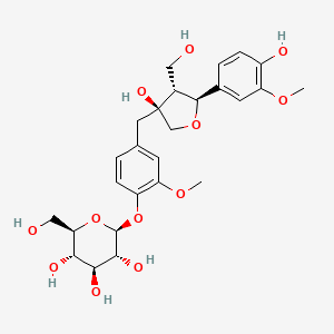 molecular formula C26H34O12 B1163482 (2S,3R,4S,5S,6R)-2-[4-[[(3S,4R,5S)-3-hydroxy-5-(4-hydroxy-3-methoxyphenyl)-4-(hydroxymethyl)oxolan-3-yl]methyl]-2-methoxyphenoxy]-6-(hydroxymethyl)oxane-3,4,5-triol CAS No. 76880-93-8