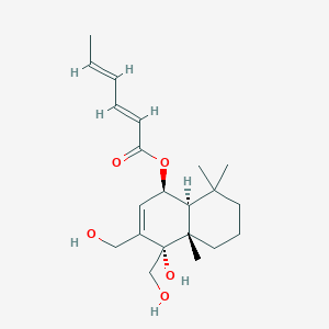 molecular formula C21H32O5 B1163487 6beta-(Hexa-2,4-dienoyloxy)-9alpha,12-dihydroxydrimenol CAS No. 1136245-81-2