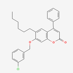 7-[(3-chlorobenzyl)oxy]-6-hexyl-4-phenyl-2H-chromen-2-one