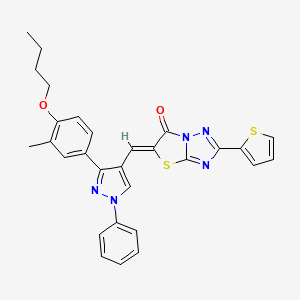 (5Z)-5-{[3-(4-butoxy-3-methylphenyl)-1-phenyl-1H-pyrazol-4-yl]methylidene}-2-(thiophen-2-yl)[1,3]thiazolo[3,2-b][1,2,4]triazol-6(5H)-one