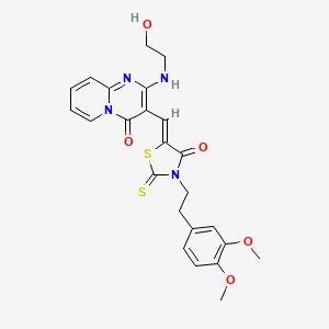 3-((Z)-{3-[2-(3,4-dimethoxyphenyl)ethyl]-4-oxo-2-thioxo-1,3-thiazolidin-5-ylidene}methyl)-2-[(2-hydroxyethyl)amino]-4H-pyrido[1,2-a]pyrimidin-4-one