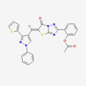 2-[(5Z)-6-oxo-5-{[1-phenyl-3-(thiophen-2-yl)-1H-pyrazol-4-yl]methylidene}-5,6-dihydro[1,3]thiazolo[3,2-b][1,2,4]triazol-2-yl]phenyl acetate