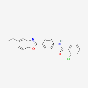 molecular formula C23H19ClN2O2 B11635038 2-chloro-N-{4-[5-(propan-2-yl)-1,3-benzoxazol-2-yl]phenyl}benzamide 