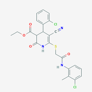 molecular formula C24H21Cl2N3O4S B11635405 Ethyl 6-({2-[(3-chloro-2-methylphenyl)amino]-2-oxoethyl}sulfanyl)-4-(2-chlorophenyl)-5-cyano-2-oxo-1,2,3,4-tetrahydropyridine-3-carboxylate 