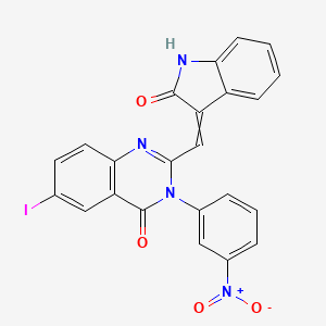 6-iodo-3-(3-nitrophenyl)-2-[(2-oxo-1,2-dihydro-3H-indol-3-ylidene)methyl]quinazolin-4(3H)-one