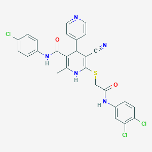 N-(4-Chlorophenyl)-5-cyano-6-({[(3,4-dichlorophenyl)carbamoyl]methyl}sulfanyl)-2-methyl-1,4-dihydro-[4,4'-bipyridine]-3-carboxamide