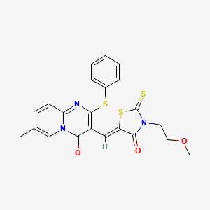 3-{(Z)-[3-(2-methoxyethyl)-4-oxo-2-thioxo-1,3-thiazolidin-5-ylidene]methyl}-7-methyl-2-(phenylsulfanyl)-4H-pyrido[1,2-a]pyrimidin-4-one