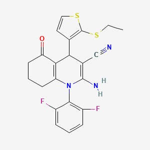 molecular formula C22H19F2N3OS2 B11636145 2-Amino-1-(2,6-difluorophenyl)-4-[2-(ethylsulfanyl)-3-thienyl]-5-oxo-1,4,5,6,7,8-hexahydro-3-quinolinecarbonitrile 