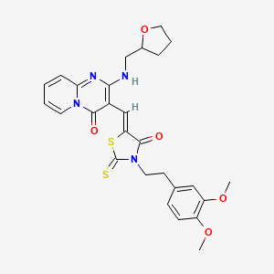 3-((Z)-{3-[2-(3,4-Dimethoxyphenyl)ethyl]-4-oxo-2-thioxo-1,3-thiazolidin-5-ylidene}methyl)-2-[(tetrahydro-2-furanylmethyl)amino]-4H-pyrido[1,2-A]pyrimidin-4-one