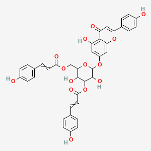molecular formula C39H32O14 B1163626 [3,5-Dihydroxy-6-[5-hydroxy-2-(4-hydroxyphenyl)-4-oxochromen-7-yl]oxy-4-[3-(4-hydroxyphenyl)prop-2-enoyloxy]oxan-2-yl]methyl 3-(4-hydroxyphenyl)prop-2-enoate CAS No. 83529-71-9