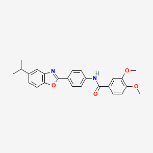 3,4-dimethoxy-N-{4-[5-(propan-2-yl)-1,3-benzoxazol-2-yl]phenyl}benzamide