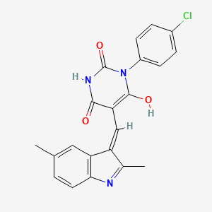 (5Z)-1-(4-chlorophenyl)-5-[(2,5-dimethyl-1H-indol-3-yl)methylidene]-1,3-diazinane-2,4,6-trione