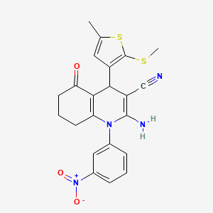 2-Amino-4-(5-methyl-2-(methylthio)thiophen-3-yl)-1-(3-nitrophenyl)-5-oxo-1,4,5,6,7,8-hexahydroquinoline-3-carbonitrile