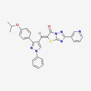 molecular formula C28H22N6O2S B11636304 (5Z)-5-({1-phenyl-3-[4-(propan-2-yloxy)phenyl]-1H-pyrazol-4-yl}methylidene)-2-(pyridin-3-yl)[1,3]thiazolo[3,2-b][1,2,4]triazol-6(5H)-one 