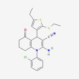 2-Amino-1-(2-chlorophenyl)-4-(5-ethyl-2-(ethylthio)thiophen-3-yl)-5-oxo-1,4,5,6,7,8-hexahydroquinoline-3-carbonitrile