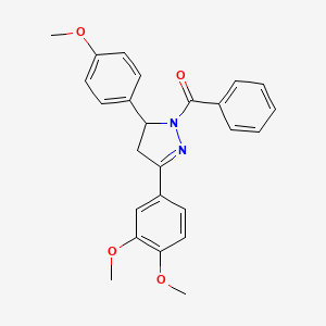 1-benzoyl-3-(3,4-dimethoxyphenyl)-5-(4-methoxyphenyl)-4,5-dihydro-1H-pyrazole