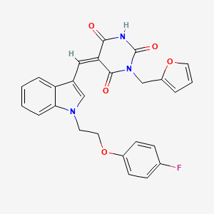 (5Z)-5-({1-[2-(4-fluorophenoxy)ethyl]-1H-indol-3-yl}methylidene)-1-(furan-2-ylmethyl)pyrimidine-2,4,6(1H,3H,5H)-trione