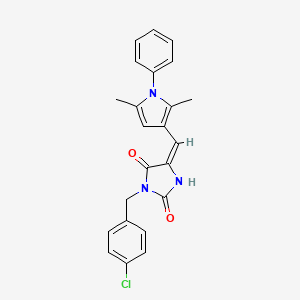 (5E)-3-(4-chlorobenzyl)-5-[(2,5-dimethyl-1-phenyl-1H-pyrrol-3-yl)methylidene]imidazolidine-2,4-dione