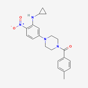 {4-[3-(Cyclopropylamino)-4-nitrophenyl]piperazin-1-yl}(4-methylphenyl)methanone