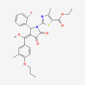 ethyl 2-[2-(2-fluorophenyl)-4-hydroxy-3-(3-methyl-4-propoxybenzoyl)-5-oxo-2,5-dihydro-1H-pyrrol-1-yl]-4-methyl-1,3-thiazole-5-carboxylate