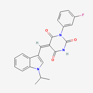 (5E)-1-(3-fluorophenyl)-5-{[1-(propan-2-yl)-1H-indol-3-yl]methylidene}pyrimidine-2,4,6(1H,3H,5H)-trione