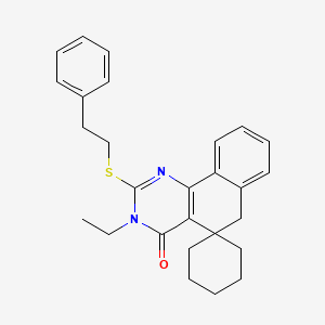 molecular formula C27H30N2OS B11637208 3-Ethyl-2-[(2-phenylethyl)sulfanyl]-6H-spiro[benzo[H]quinazoline-5,1'-cyclohexan]-4-one 