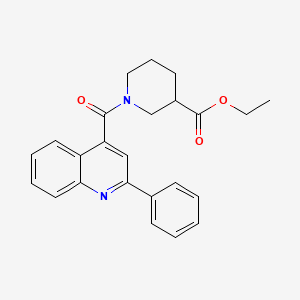 molecular formula C24H24N2O3 B11637469 Ethyl 1-(2-phenylquinoline-4-carbonyl)piperidine-3-carboxylate 