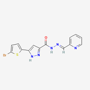 molecular formula C14H10BrN5OS B11637590 3-(5-Bromothiophen-2-yl)-N'-(pyridin-2-ylmethylene)-1H-pyrazole-5-carbohydrazide CAS No. 303104-94-1