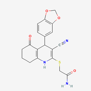 2-{[4-(1,3-Benzodioxol-5-yl)-3-cyano-5-oxo-1,4,5,6,7,8-hexahydroquinolin-2-yl]sulfanyl}acetamide