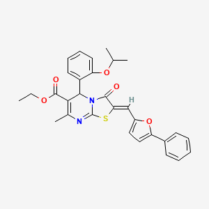 Ethyl (2Z)-7-methyl-3-oxo-2-[(5-phenylfuran-2-YL)methylidene]-5-[2-(propan-2-yloxy)phenyl]-2H,3H,5H-[1,3]thiazolo[3,2-A]pyrimidine-6-carboxylate