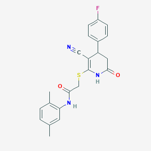 2-{[3-cyano-4-(4-fluorophenyl)-6-oxo-1,4,5,6-tetrahydropyridin-2-yl]sulfanyl}-N-(2,5-dimethylphenyl)acetamide