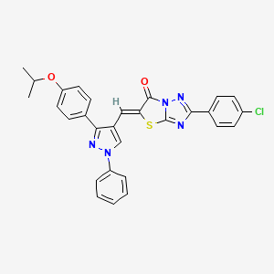 (5Z)-2-(4-chlorophenyl)-5-({1-phenyl-3-[4-(propan-2-yloxy)phenyl]-1H-pyrazol-4-yl}methylidene)[1,3]thiazolo[3,2-b][1,2,4]triazol-6(5H)-one