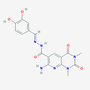 molecular formula C17H16N6O5 B11638216 (E)-7-amino-N'-(3,4-dihydroxybenzylidene)-1,3-dimethyl-2,4-dioxo-1,2,3,4-tetrahydropyrido[2,3-d]pyrimidine-6-carbohydrazide 