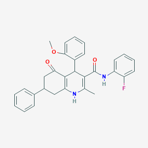 N-(2-fluorophenyl)-4-(2-methoxyphenyl)-2-methyl-5-oxo-7-phenyl-1,4,5,6,7,8-hexahydro-3-quinolinecarboxamide