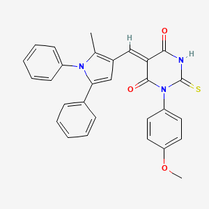 (5Z)-1-(4-methoxyphenyl)-5-[(2-methyl-1,5-diphenyl-1H-pyrrol-3-yl)methylidene]-2-thioxodihydropyrimidine-4,6(1H,5H)-dione