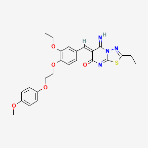 (6Z)-6-{3-ethoxy-4-[2-(4-methoxyphenoxy)ethoxy]benzylidene}-2-ethyl-5-imino-5,6-dihydro-7H-[1,3,4]thiadiazolo[3,2-a]pyrimidin-7-one