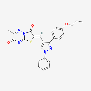 molecular formula C25H21N5O3S B11638291 (2Z)-6-methyl-2-{[1-phenyl-3-(4-propoxyphenyl)-1H-pyrazol-4-yl]methylidene}-7H-[1,3]thiazolo[3,2-b][1,2,4]triazine-3,7(2H)-dione 