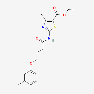 molecular formula C18H22N2O4S B11638298 Ethyl 4-methyl-2-{[4-(3-methylphenoxy)butanoyl]amino}-1,3-thiazole-5-carboxylate 