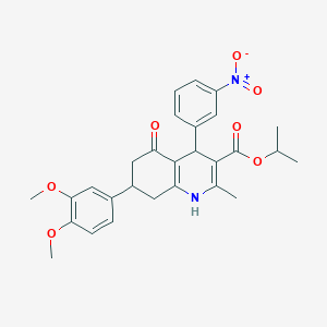 Propan-2-yl 7-(3,4-dimethoxyphenyl)-2-methyl-4-(3-nitrophenyl)-5-oxo-1,4,5,6,7,8-hexahydroquinoline-3-carboxylate