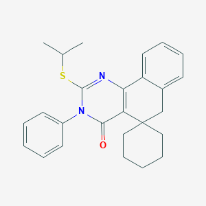 molecular formula C26H28N2OS B11638306 3-phenyl-2-(propan-2-ylsulfanyl)-3H-spiro[benzo[h]quinazoline-5,1'-cyclohexan]-4(6H)-one 