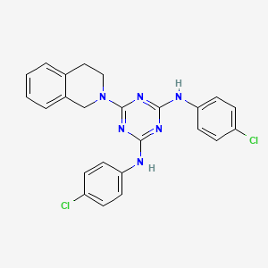 molecular formula C24H20Cl2N6 B11638315 N,N'-bis(4-chlorophenyl)-6-(3,4-dihydroisoquinolin-2(1H)-yl)-1,3,5-triazine-2,4-diamine 