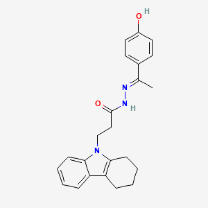 molecular formula C23H25N3O2 B11638320 N'-[(E)-1-(4-hydroxyphenyl)ethylidene]-3-(1,2,3,4-tetrahydro-9H-carbazol-9-yl)propanohydrazide 