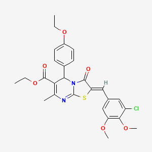 molecular formula C27H27ClN2O6S B11638324 ethyl (2Z)-2-(3-chloro-4,5-dimethoxybenzylidene)-5-(4-ethoxyphenyl)-7-methyl-3-oxo-2,3-dihydro-5H-[1,3]thiazolo[3,2-a]pyrimidine-6-carboxylate 