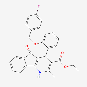 ethyl 4-{2-[(4-fluorobenzyl)oxy]phenyl}-2-methyl-5-oxo-4,5-dihydro-1H-indeno[1,2-b]pyridine-3-carboxylate