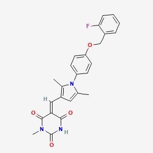 (5E)-5-[(1-{4-[(2-fluorobenzyl)oxy]phenyl}-2,5-dimethyl-1H-pyrrol-3-yl)methylidene]-1-methylpyrimidine-2,4,6(1H,3H,5H)-trione