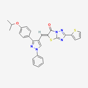 (5Z)-5-({1-phenyl-3-[4-(propan-2-yloxy)phenyl]-1H-pyrazol-4-yl}methylidene)-2-(thiophen-2-yl)[1,3]thiazolo[3,2-b][1,2,4]triazol-6(5H)-one