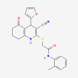 2-{[3-cyano-4-(furan-2-yl)-5-hydroxy-4,6,7,8-tetrahydroquinolin-2-yl]sulfanyl}-N-(2-methylphenyl)acetamide