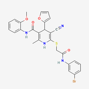 6-({2-[(3-bromophenyl)amino]-2-oxoethyl}sulfanyl)-5-cyano-4-(furan-2-yl)-N-(2-methoxyphenyl)-2-methyl-1,4-dihydropyridine-3-carboxamide