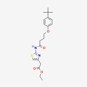 molecular formula C21H28N2O4S B11638589 Ethyl (2-{[4-(4-tert-butylphenoxy)butanoyl]amino}-1,3-thiazol-4-yl)acetate 